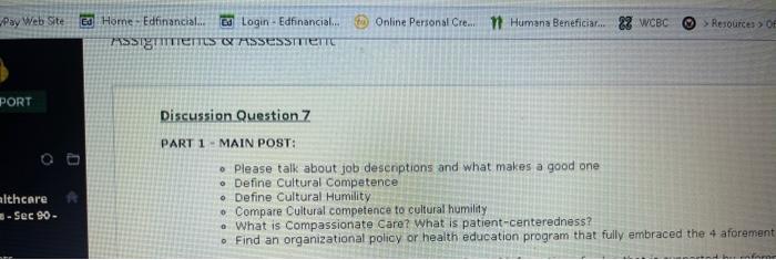 Discussion Question 7 PART 1 - MAIN POST: -