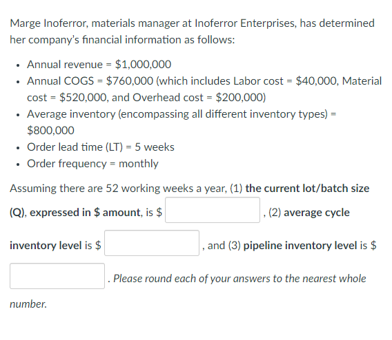 . Marge Inoferror, materials manager at Inoferror