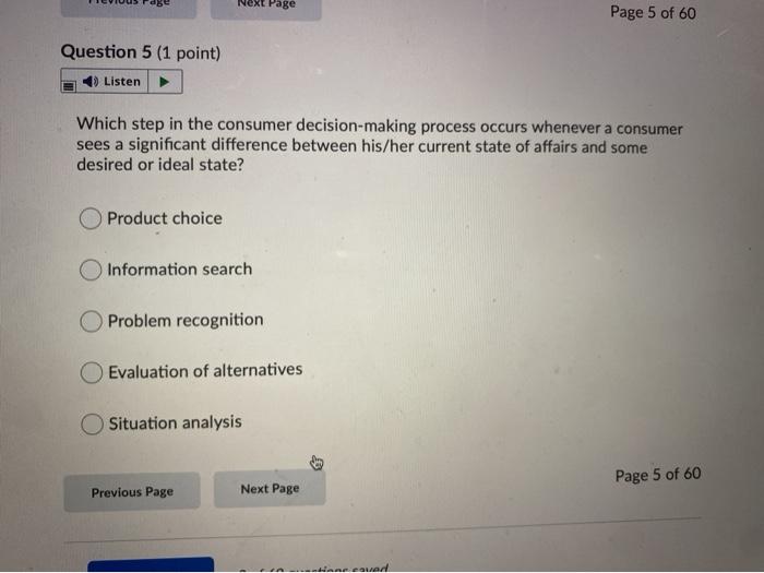 text Page Page 5 of 60 Question 5 (1 point)