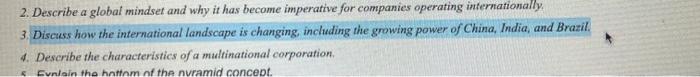 just number 3 please! 2. Describe a global