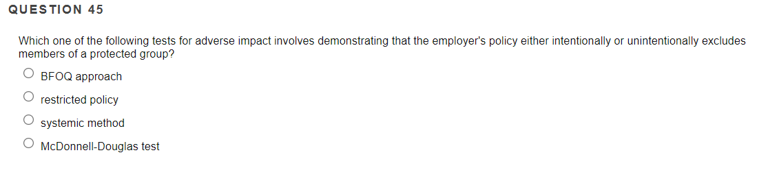 QUESTION 45 Which one of the following tests for