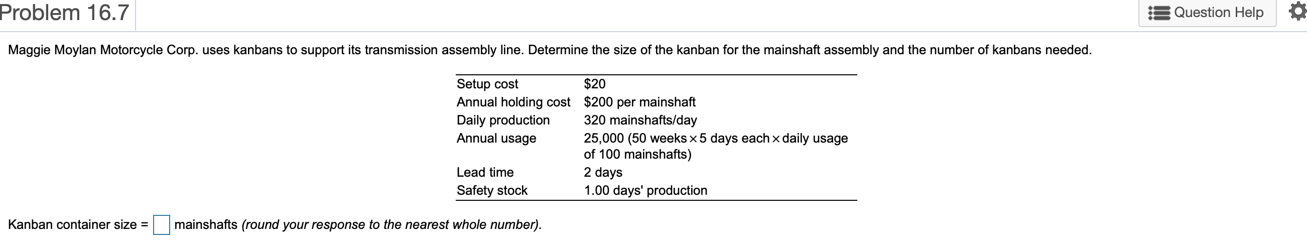 Problem 16.7 Question Help Maggie Moylan