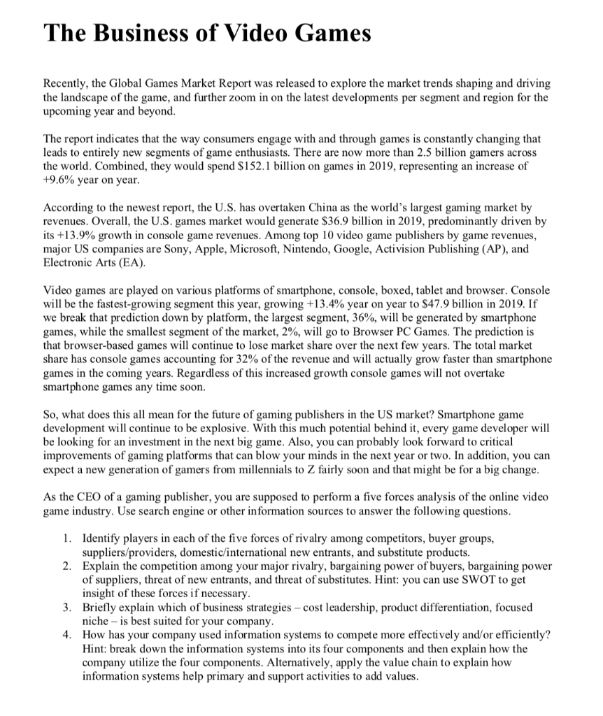 please answer question number 3 The Business of