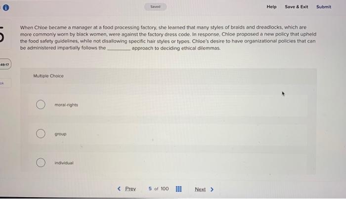 Saved Help Save & Exit Submit Submit When Chloe