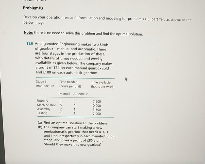 Problem#3 Develop your operation research