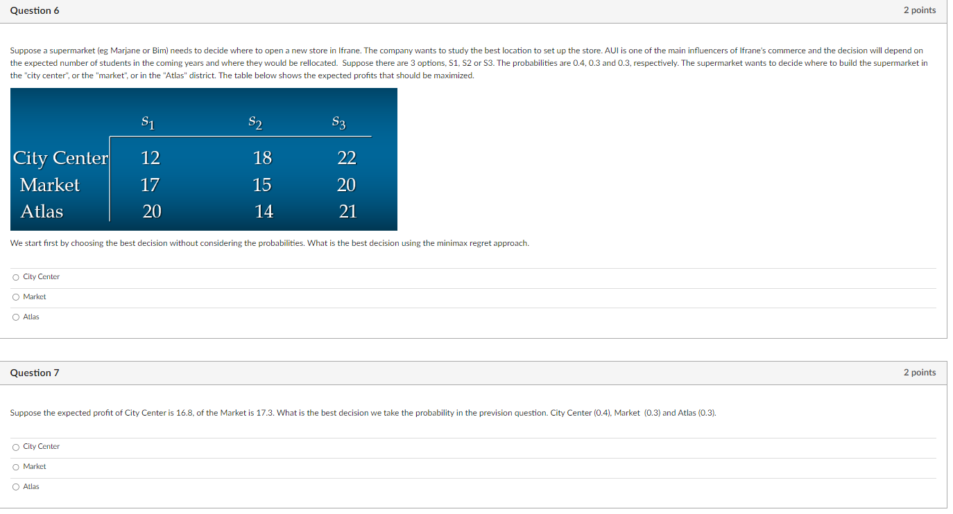 the "city center", or the "market", or in the