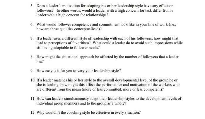 5. Does a leader's motivation for adapting his or