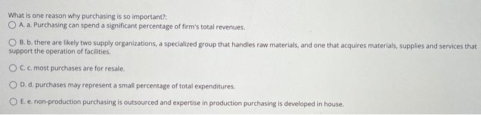 What is one reason why purchasing is so