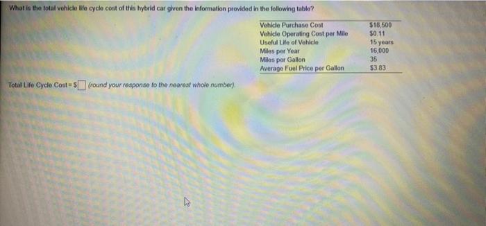 What is the total vehicle focycle cost of this