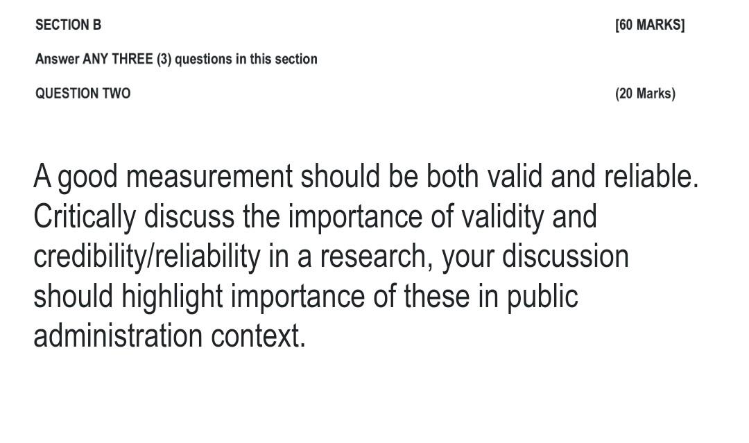 SECTION B Answer ANY THREE (3) questions in this