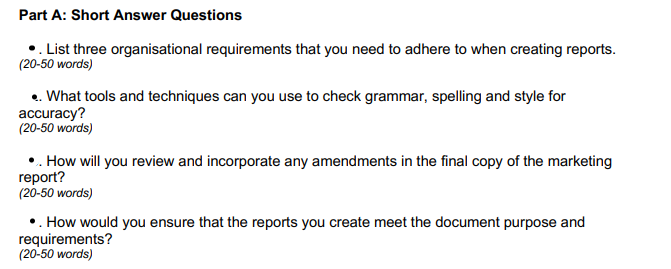 Part A: Short Answer Questions .. List three