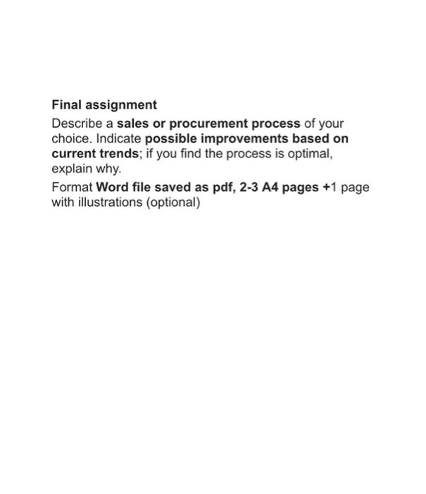 Final assignment Describe a sales or procurement