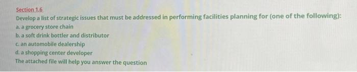 Choose only 1 Example for the Question Section