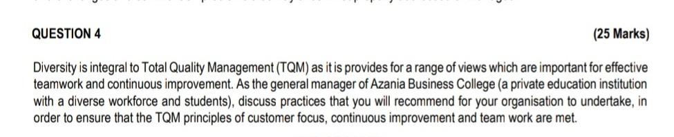 organization diversity q4 SECTION A [100 Marks]