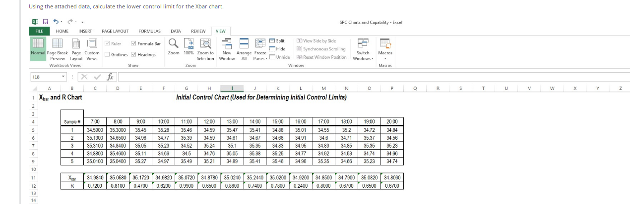 123 Using the attached data, calculate the lower