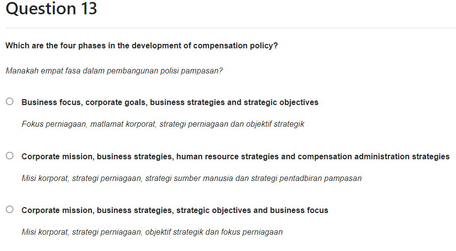 Question 13 Which are the four phases in the