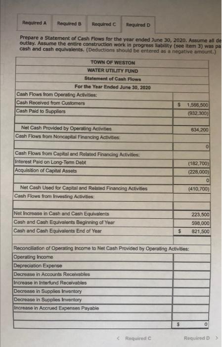 I need help with (requirement D)preparing a