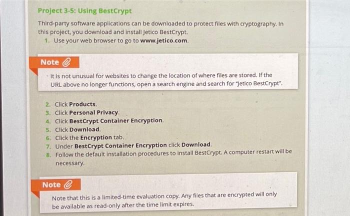 Project 3-5: Using BestCrypt Third-party software