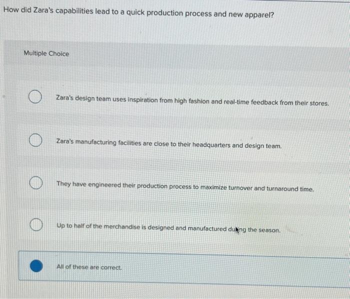 How did Zara's capabilities lead to a quick