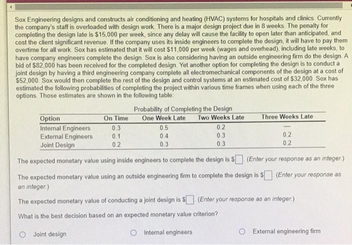please help asap Sox Engineering designs and