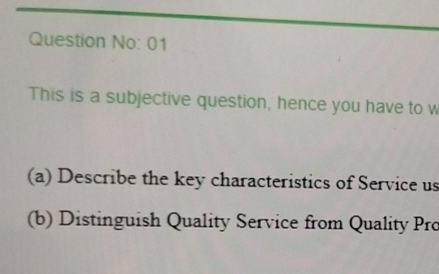 solution Question No: 01 This is a subjective