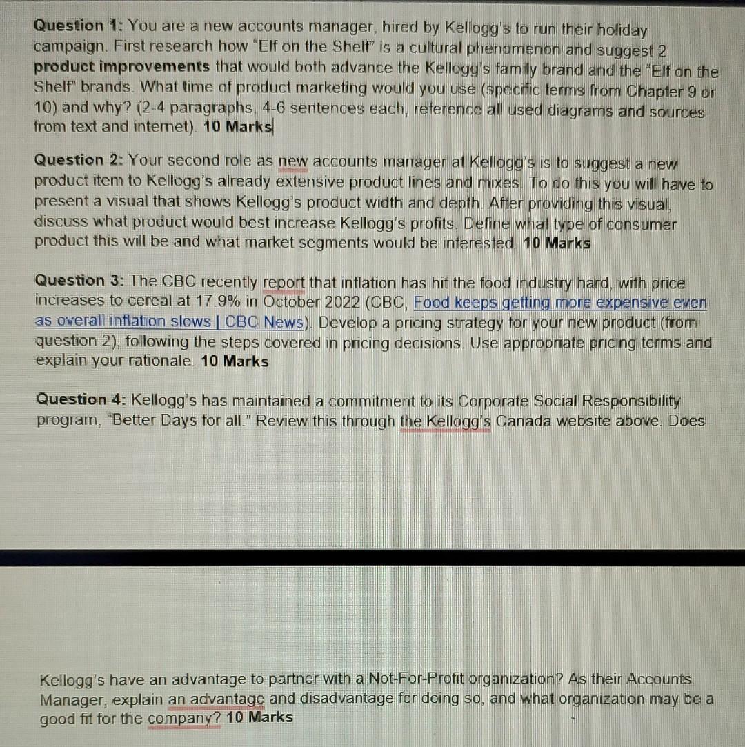 help me with this mini study case in Marketing