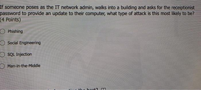 If someone poses as the IT network admin, walks
