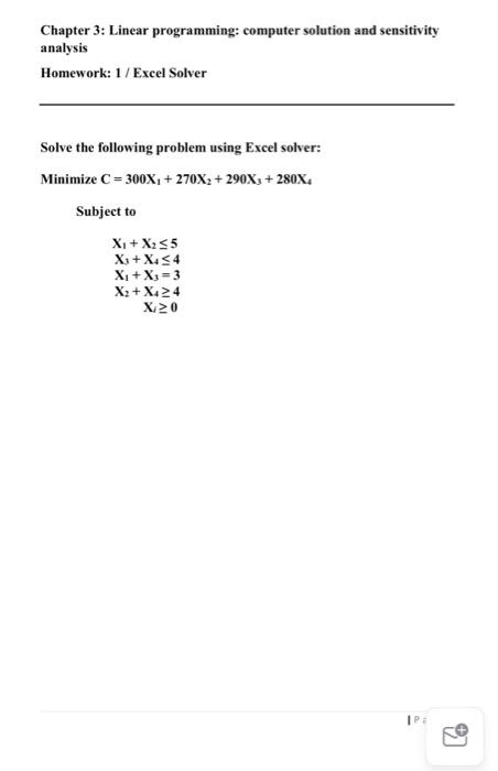 Chapter 3: Linear programming computer solution
