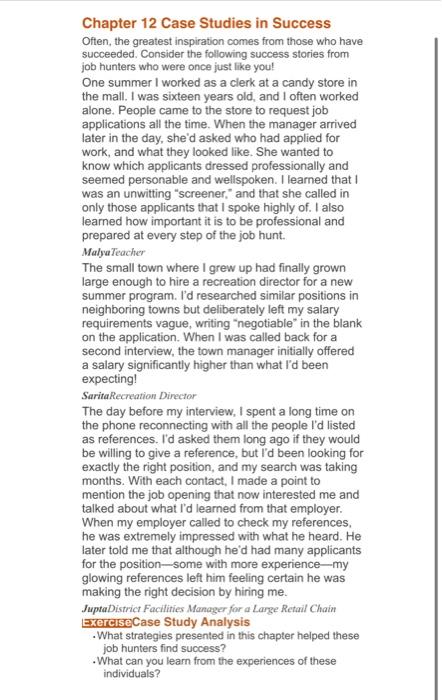 Chapter 12 Case Studies in Success Often, the