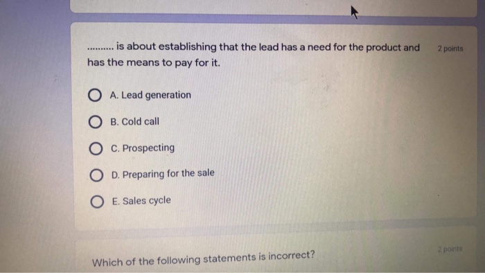 2 points is about establishing that the lead has