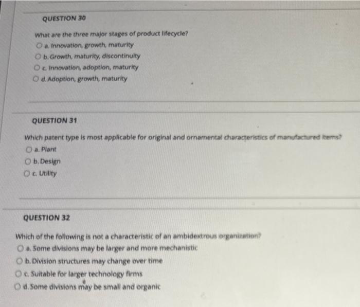 please answer all three What are the three major