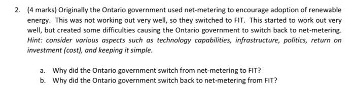 2. (4 marks) Originally the Ontario government
