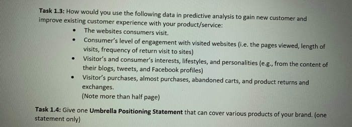 Task 1.1: Being the marketing director of the