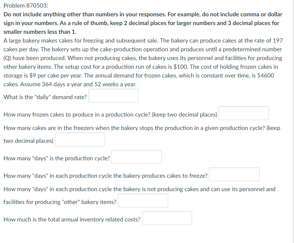 Problem 8/0503: Do not include anything other