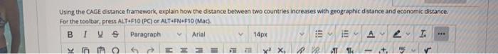 Using the CAGE distance framework, explain how