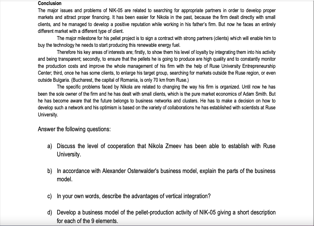 Answer all the questions. Case study: NIK-05 Ltd: