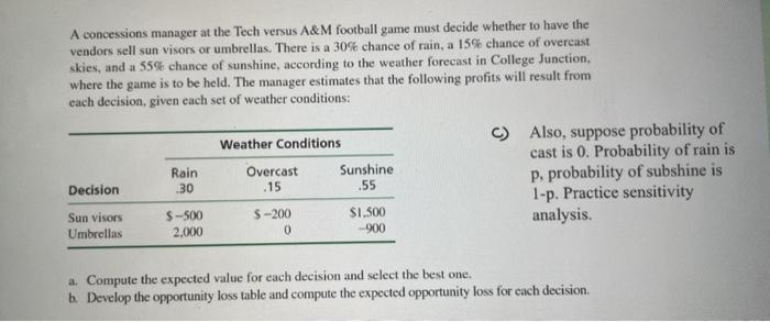 I need help with part c, on sensitivity analysis.