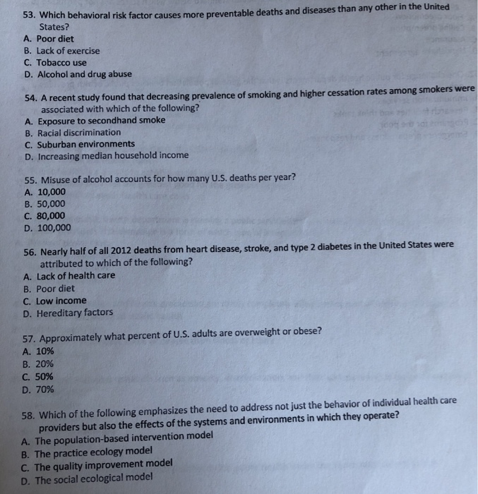 53. Which behavioral risk factor causes more