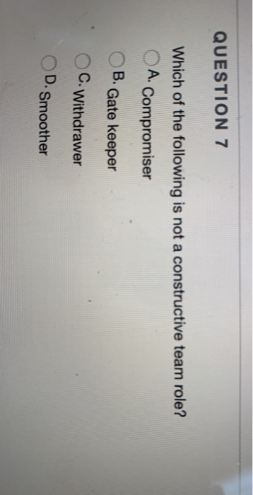 QUESTION 7 Which of the following is not a