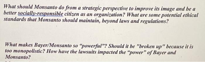 What should Monsanto do from a strategic