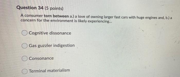 Question 30 (5 points) Research that shows that