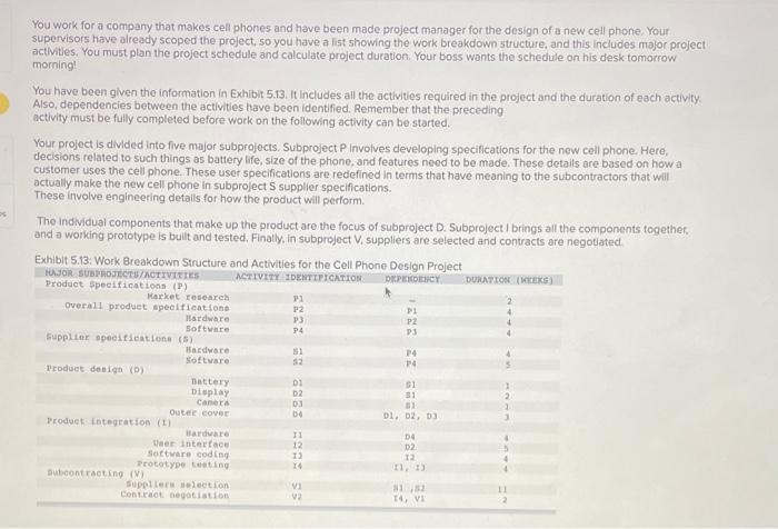 You work for a company that makes cell phones and