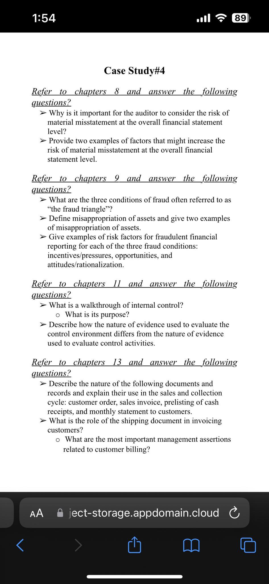 Case Study\#4 Refer to chapters 8 and answer the