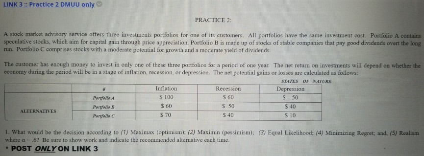 LINK 3. Practice 2 DMUU only PRACTICE 2: A stock