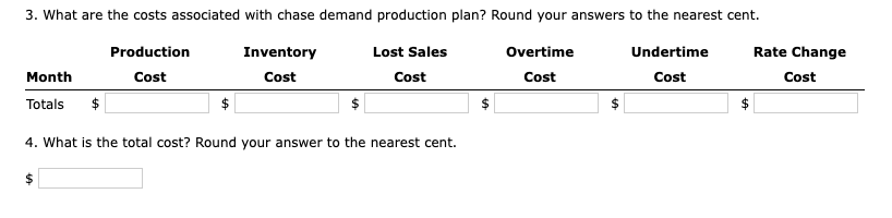 Excel Online Activity: Aggregate Planning - Chase