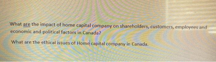 What are the impact of home capital company on