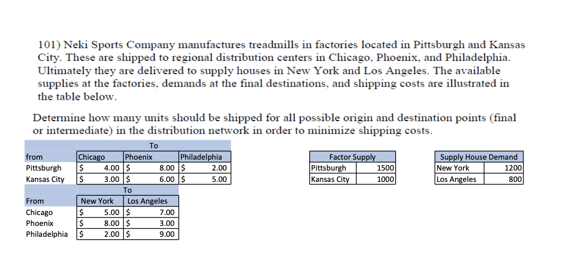 101) Neki Sports Company manufactures treadmills