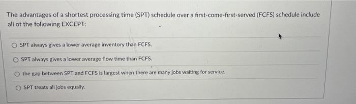 The advantages of a shortest processing time