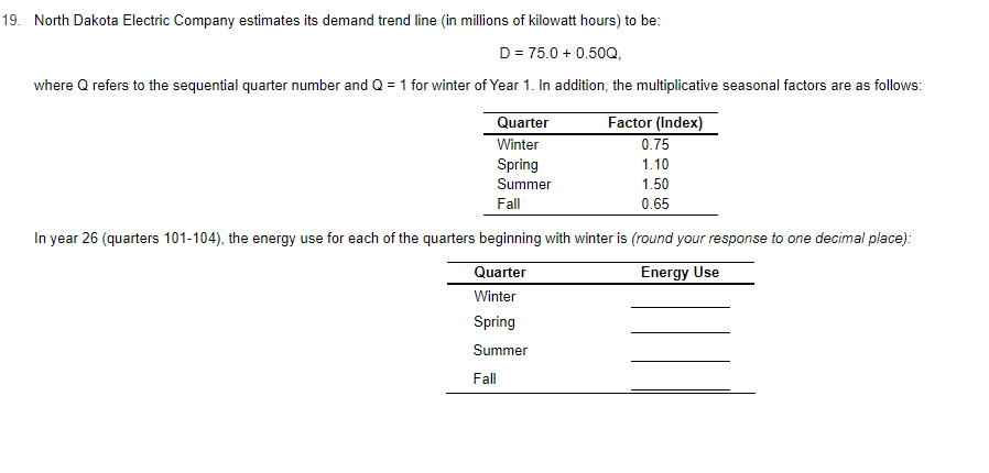 19. North Dakota Electric Company estimates its