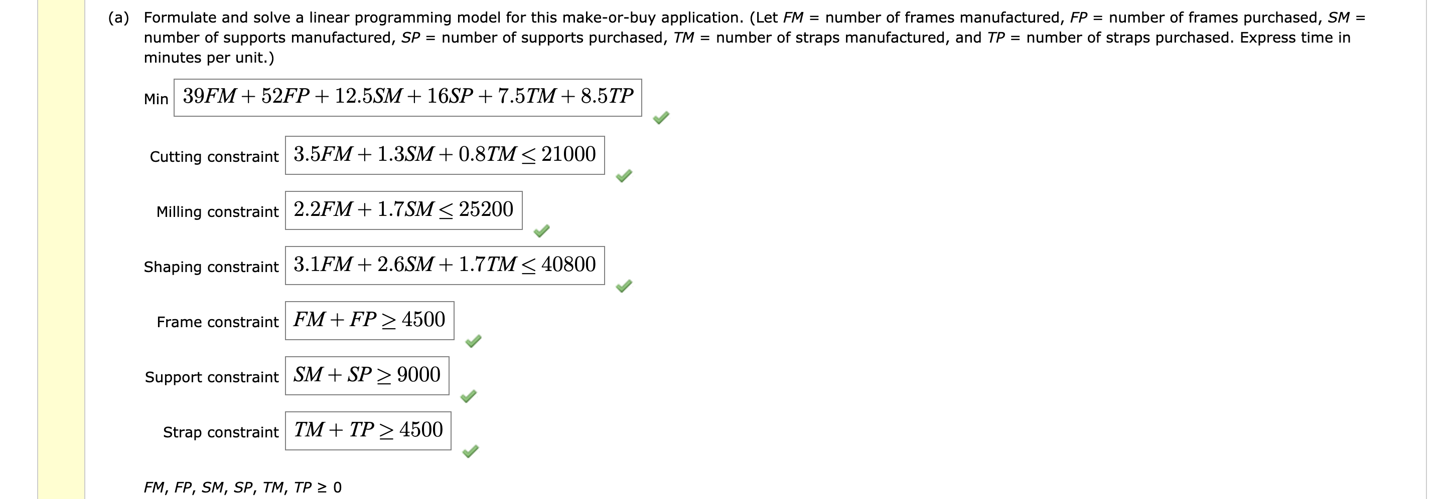 A linear programming computer package is needed.
